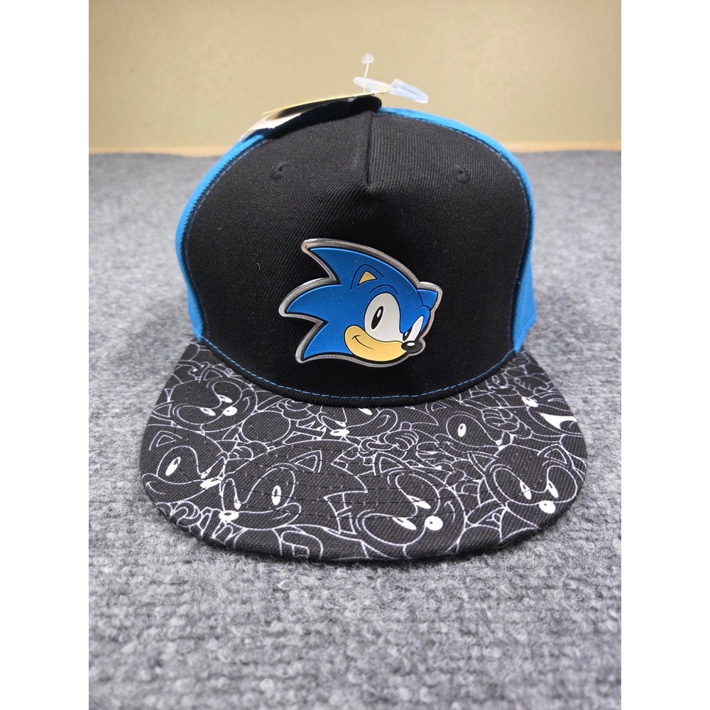 Sonic the Hedgehog Snapback Hat Boys OS Blue Black Sega Gamer Cap NWT